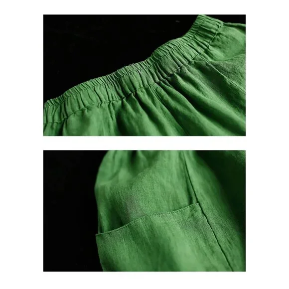 Utoimkio Women's Linen Harem Pants - Picture 2 of 9